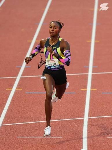 Kayla White winning 200m sprint in the Lausanne Diamond League 2026